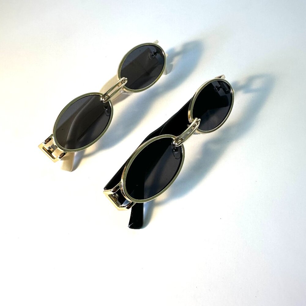 Retro Oval Sunglasses – Gold Frame, 90s Vintage Style
